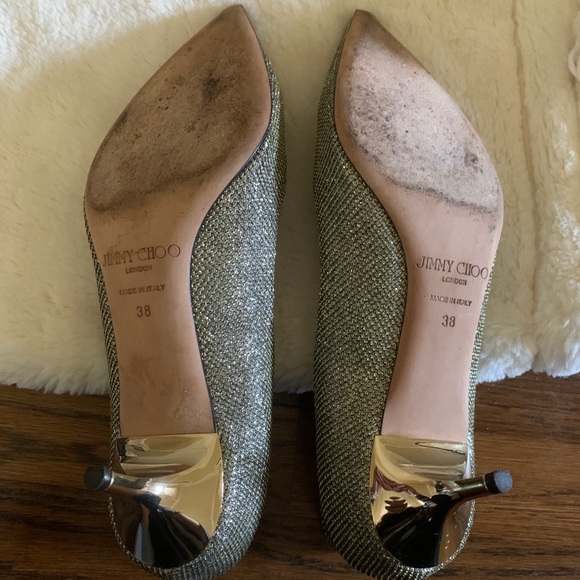 Jimmy Choo Romy 60 Gold Glitter Pumps